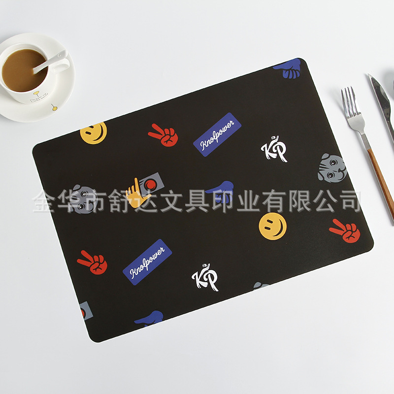 厂家制定pp磨砂餐垫 创意卡通儿童防滑塑料彩印隔热垫 餐具杯垫子