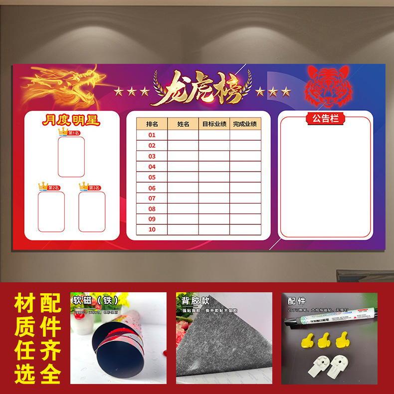 可擦写销售业绩展示板办公室龙虎榜业绩排行榜墙贴业绩pk统计表看