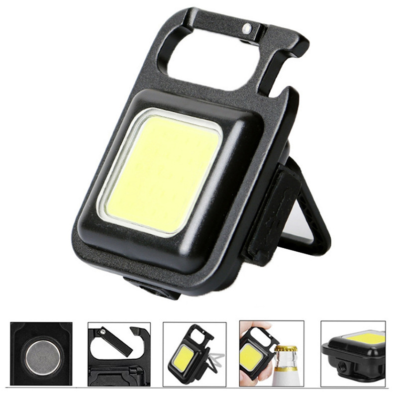 Multifunctional Cob Mini Keychain Light Magnetic Suction Work Light Outdoor Mountaineering Camping Flashlight Camping Lantern