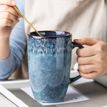 悠瓷 欧式复古陶瓷杯高杯 大容量马克杯大号家用喝水杯子情侣水杯