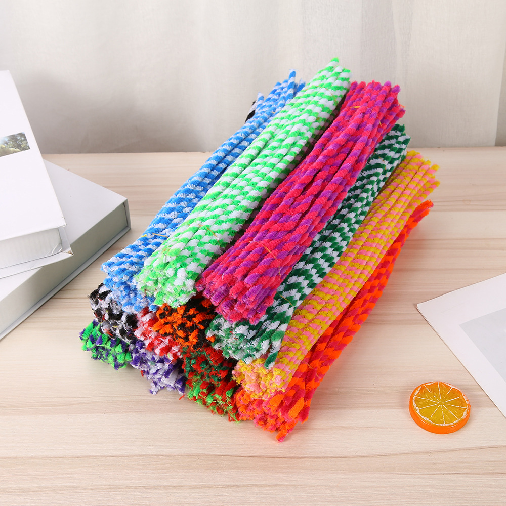 圣诞扭扭棒发箍麻花双色毛条毛根幼儿园儿童手工diy毛材料包批发