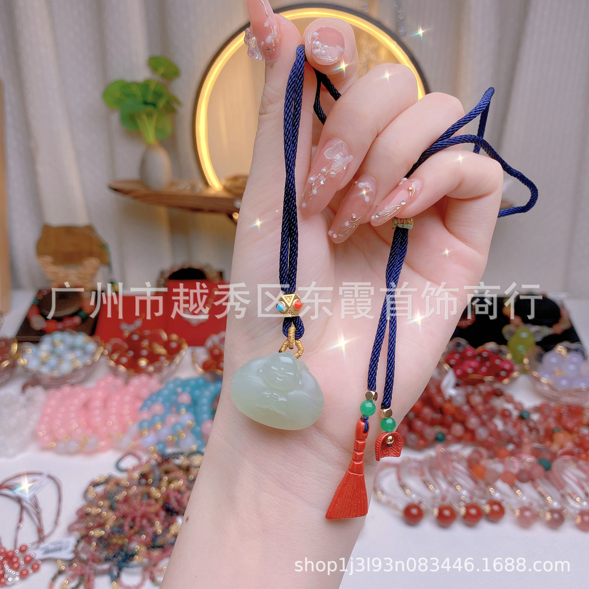 和田玉烟紫玉抱抱佛单独佛不带图片链可搭配链子