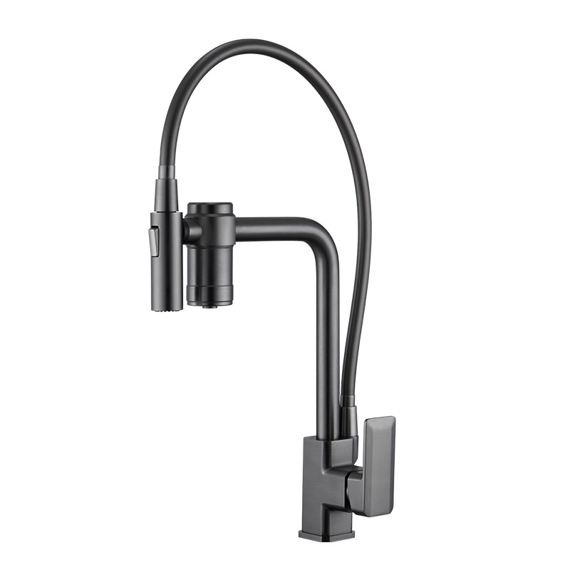Copper Water Purification Filter Multi-Functional Hot and Cold Kitchen Faucet Pull-out Three-in-One Washing Basin Sink Bathroom Wholesale Water Tap
