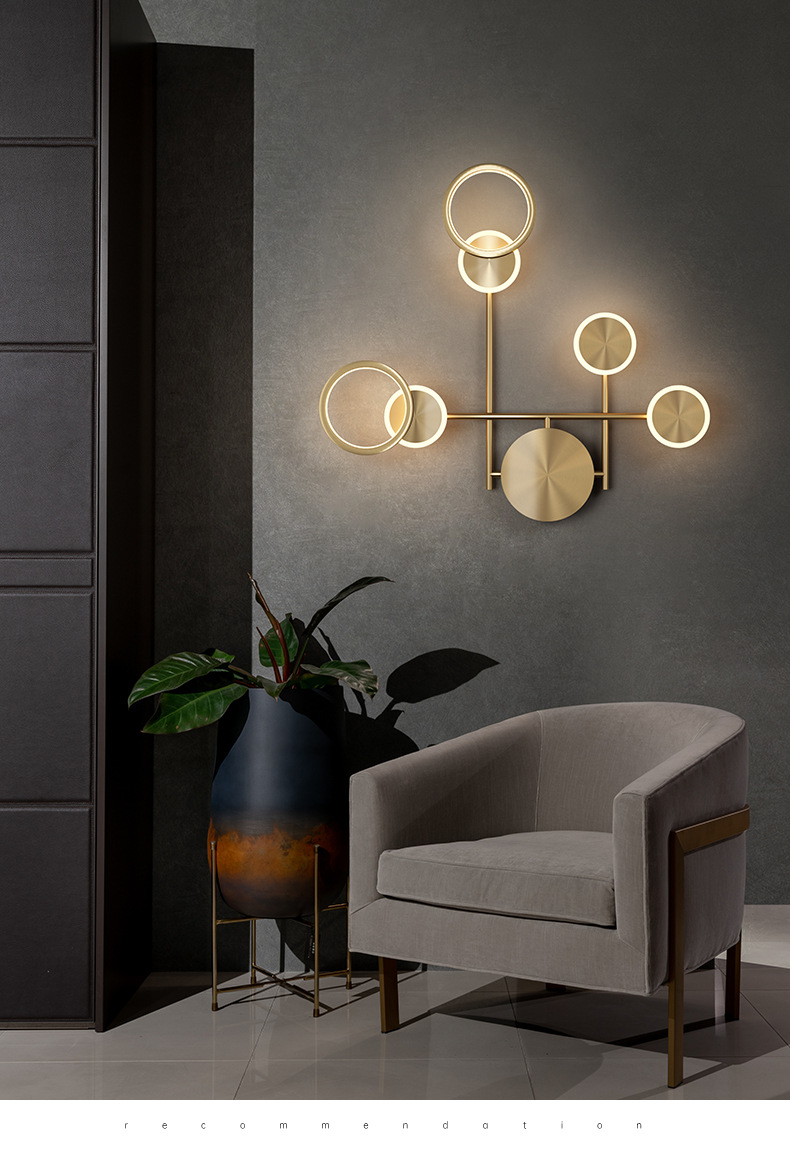 全铜壁灯 北欧创意设计led走廊过道灯简约现代玄关电视背景墙壁灯