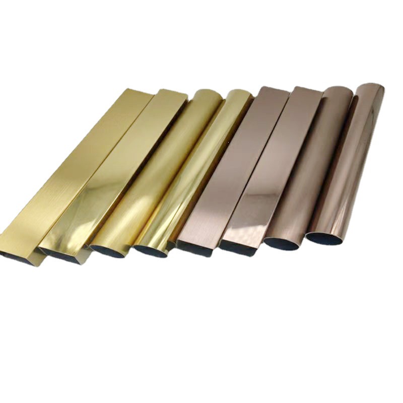 彩色304不锈钢镜面圆管方管分条加工 小口径不锈钢电镀拉丝香槟金