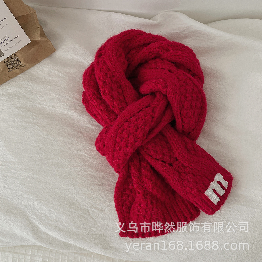 Children's Scarf Autumn and Winter Baby Wool Knitted Scarf Pure Color All-Matching Warm Boy Girl Child Scarf Korean