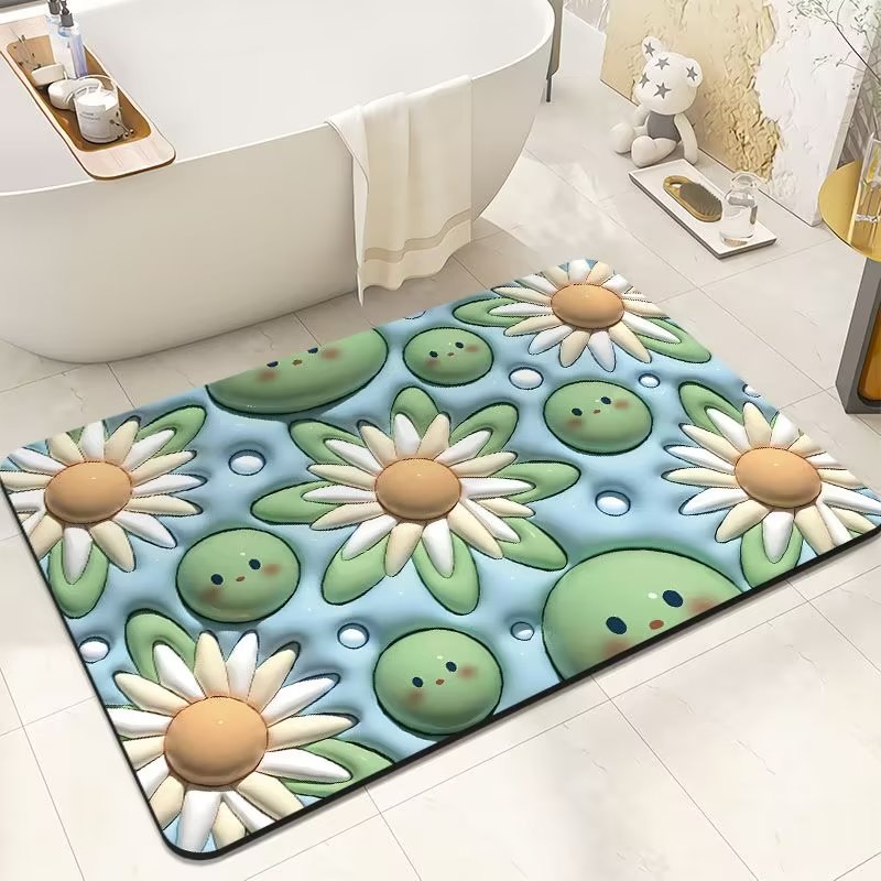 New Diatom Ooze Soft Cushion 3D Bathroom Absorbent Floor Mat Bath Non-Slip Floor Mat Toilet Toilet Quick-Drying Door Mat