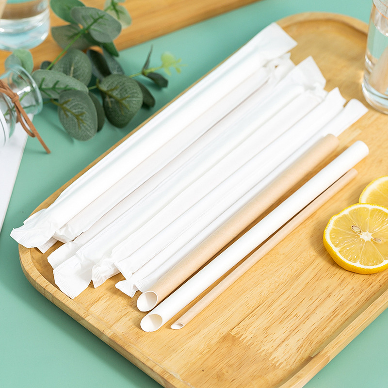 现货单支纸包装牛皮纸珍珠奶茶吸管加厚尖头纸吸管paper straw