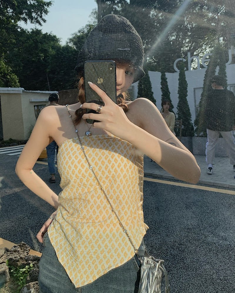 三角方巾抹胸吊带小背心女夏季外穿无肩带裹胸丝巾防走光内搭上衣