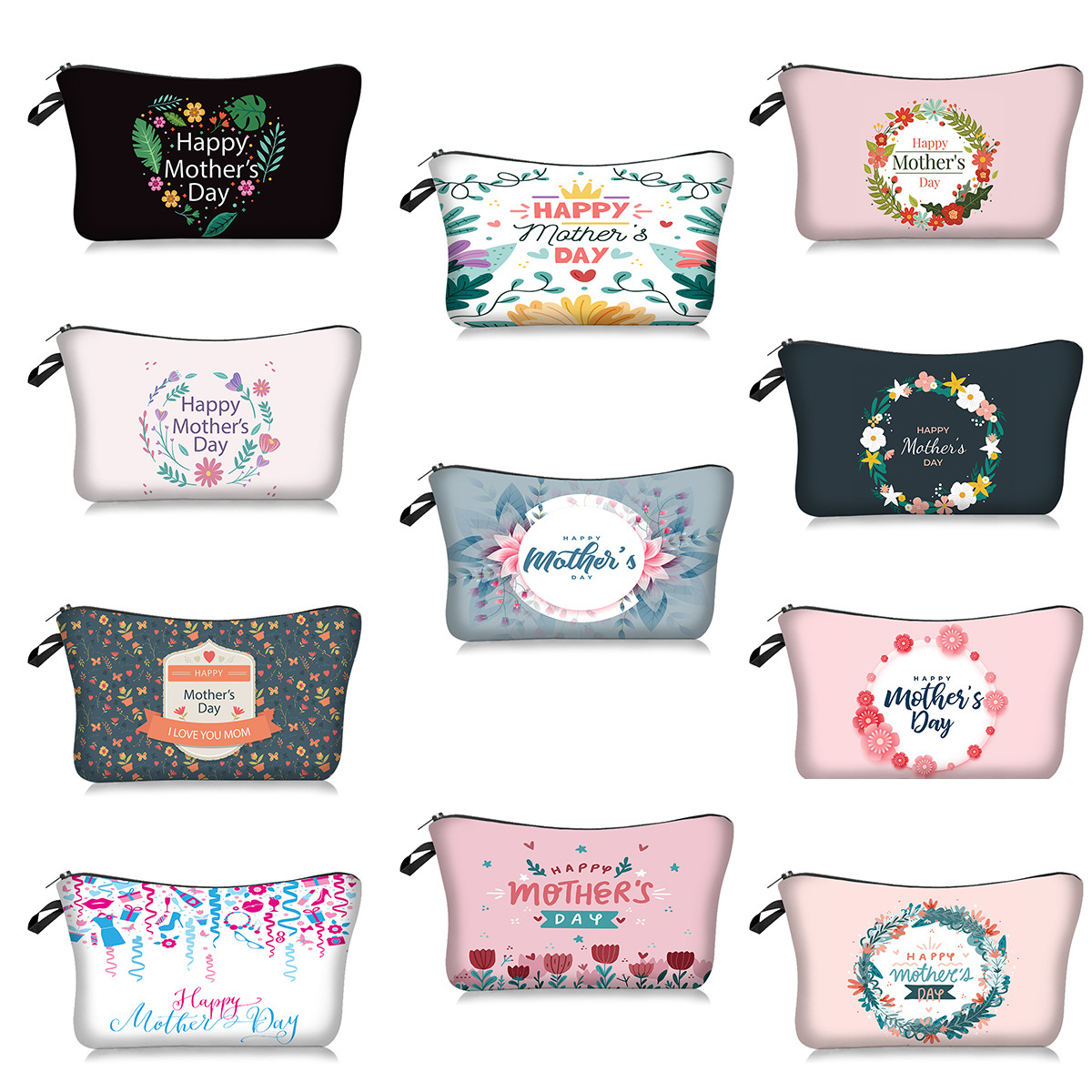 Cross-Border New Arrival Mother's Day Series Cosmetic Bag Handheld Storage Wash Bag Lazy Portable Travel Bag