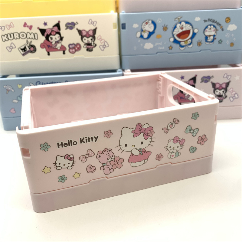 Foreign Trade Sanrio Clow M Folding Container Big Ear Dog Melody Hello Kitty Jenga Desktop Storage Rack Batch