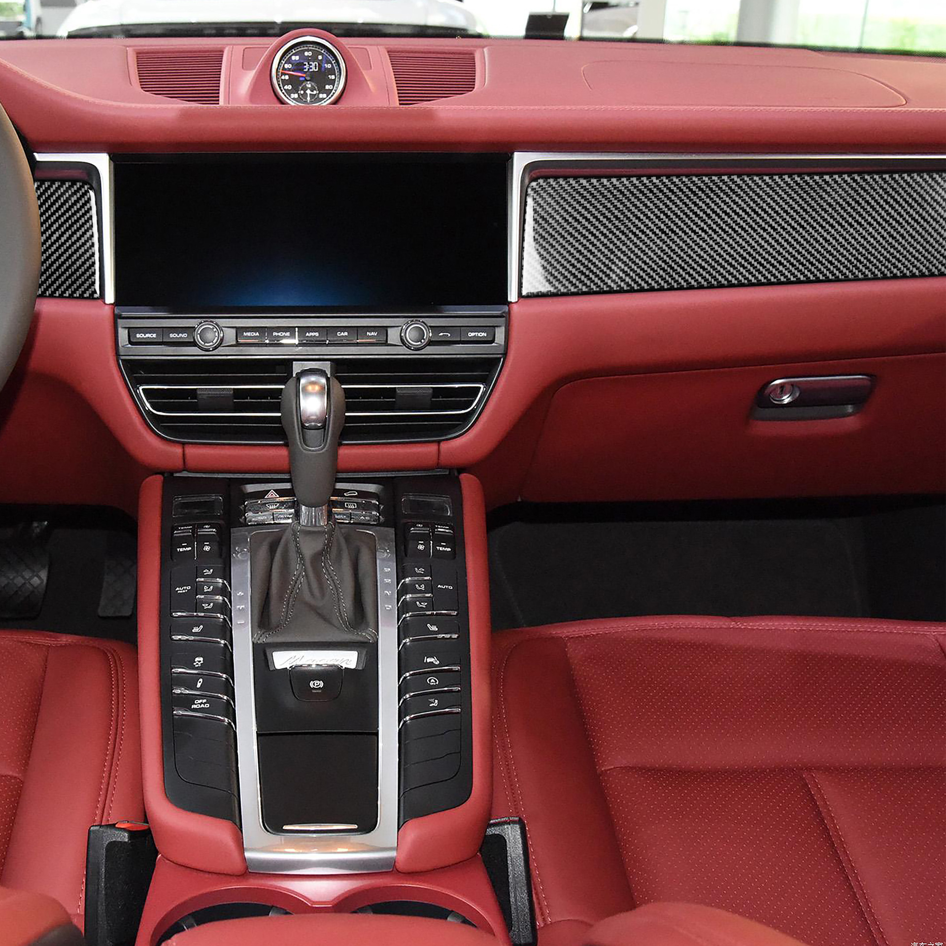 适用保时捷卡宴macan中控面板汽车内饰改装装饰贴配件-3件套纯色