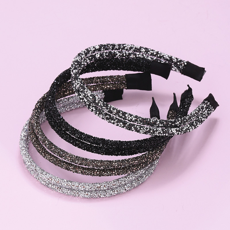 韩版时尚新款亮片发箍多色双排水钻压发宽发箍精美镶钻头箍女批发