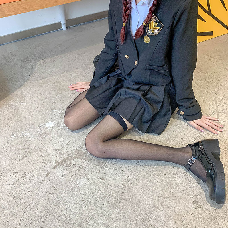 黑色丝袜ins潮日系网红透明过膝袜夏季薄款性感jk辣妹长筒大腿袜