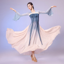 古典舞舞蹈服女汉唐齐胸飘带身韵飘逸长款纱衣中国舞演出服装氨纶
