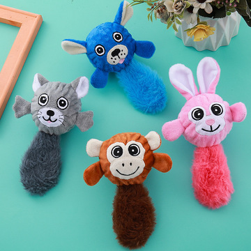 宠物毛绒玩具绳结球动物造型猫咪自嗨解闷神器小狗狗磨牙发声玩偶