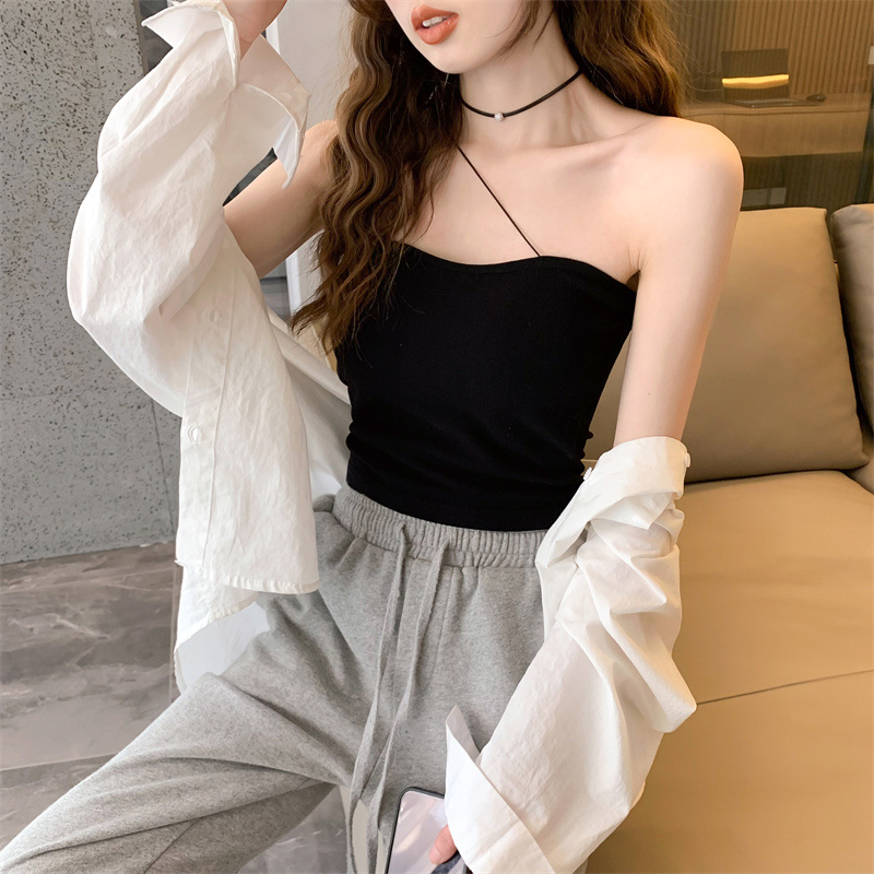批发白色小吊带背心女内搭夏季2022新款抹胸打底裹胸上衣外穿辣妹