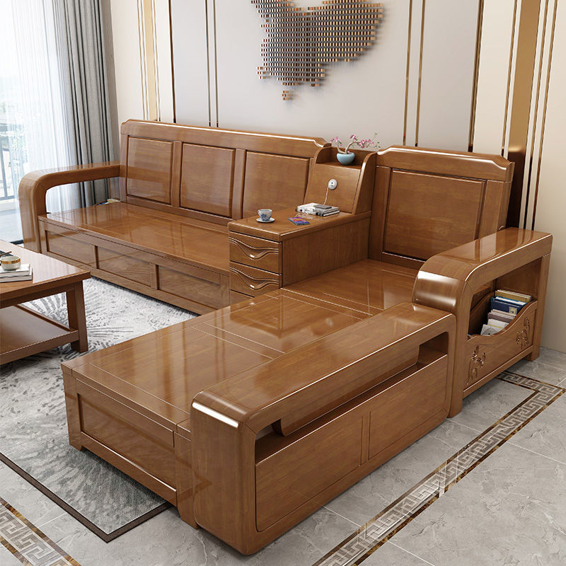 中式沙发组合实木冬夏两用简约小户型客厅储物木沙发小额代发批发