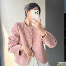 羊驼绒双面羊绒大衣女秋2023年新款韩系小个子羊毛呢子外套设计感