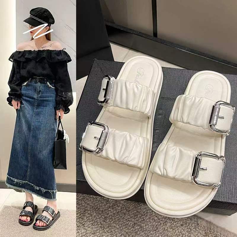 2023 new hasp sandals women‘s summer wear ins fashionable dress thick bottom fairy style rome beach slippers