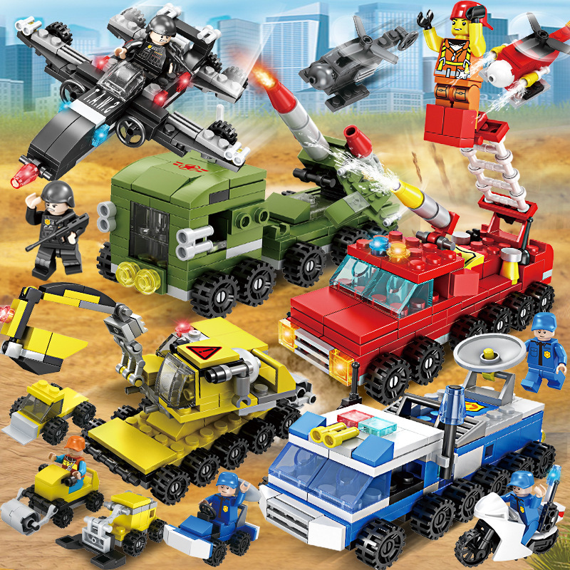 明迪c032兼容乐高城市工程消防系列街景儿童小颗粒拼装插积木玩具