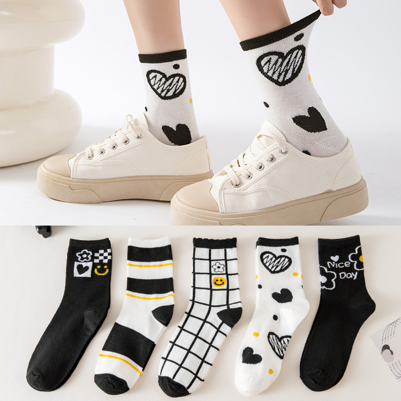 Socks Winter Girls Mid-Calf Length Solid Color Women's All-Match Jk Trendy Unique Long Tube Bunching Socks Solid Color Thick Needle Socks