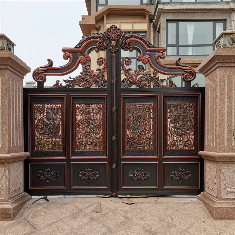 厂家定制 铝艺大门别墅庭院门 农村自建房铝合金平开大门铝合金门