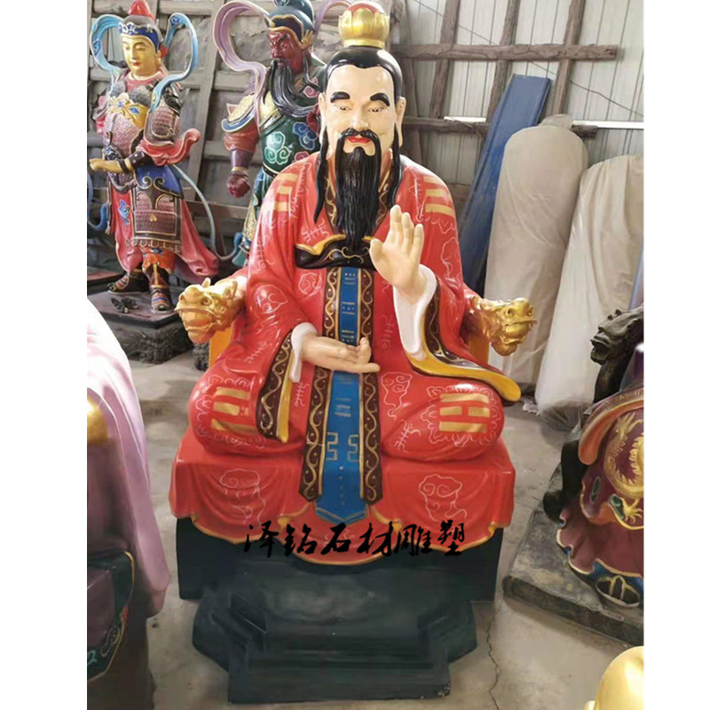 现货寺院道观供奉三清佛像 三清老爷彩绘细节图 元阳上帝神像摆件