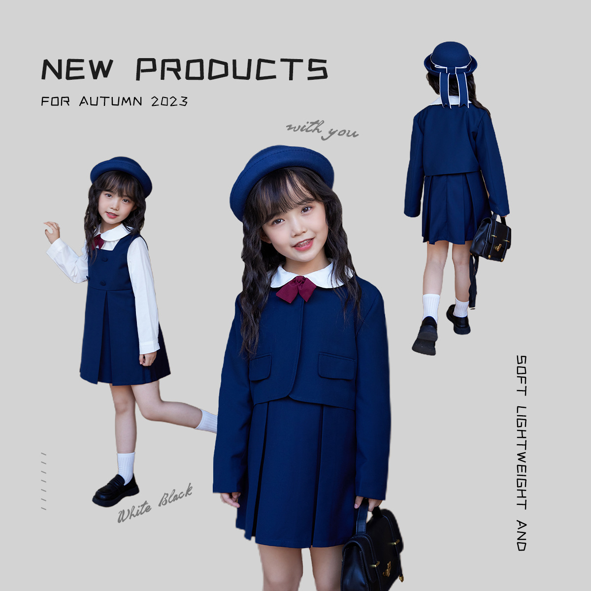 Children's Preppy Style Dress 2024 Spring and Autumn Japanese Kindergarten Jk Uniform Vest Skirt Short Sleeve Shirt Two-Piece Set Baby Clothes