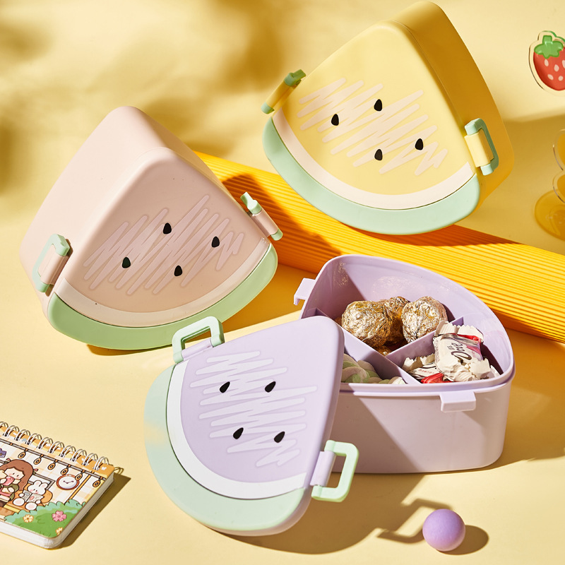 watermelon shape lunch box student bento box cartoon cute children‘s plastic sealed crisper insulation microwave oven