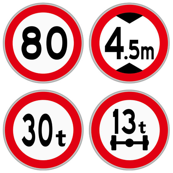 交通标志牌 限速公里圆牌限宽限高限重限载禁停慢圆牌道路警示牌
