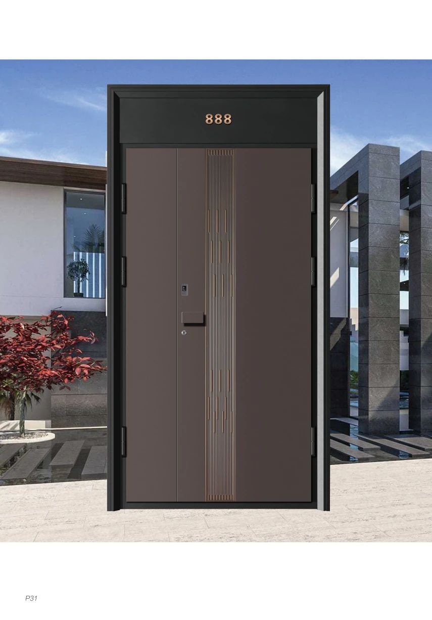 供应轻奢极简雕铝艺双开大门别墅入户防爆铸铝门进户子母装甲大门