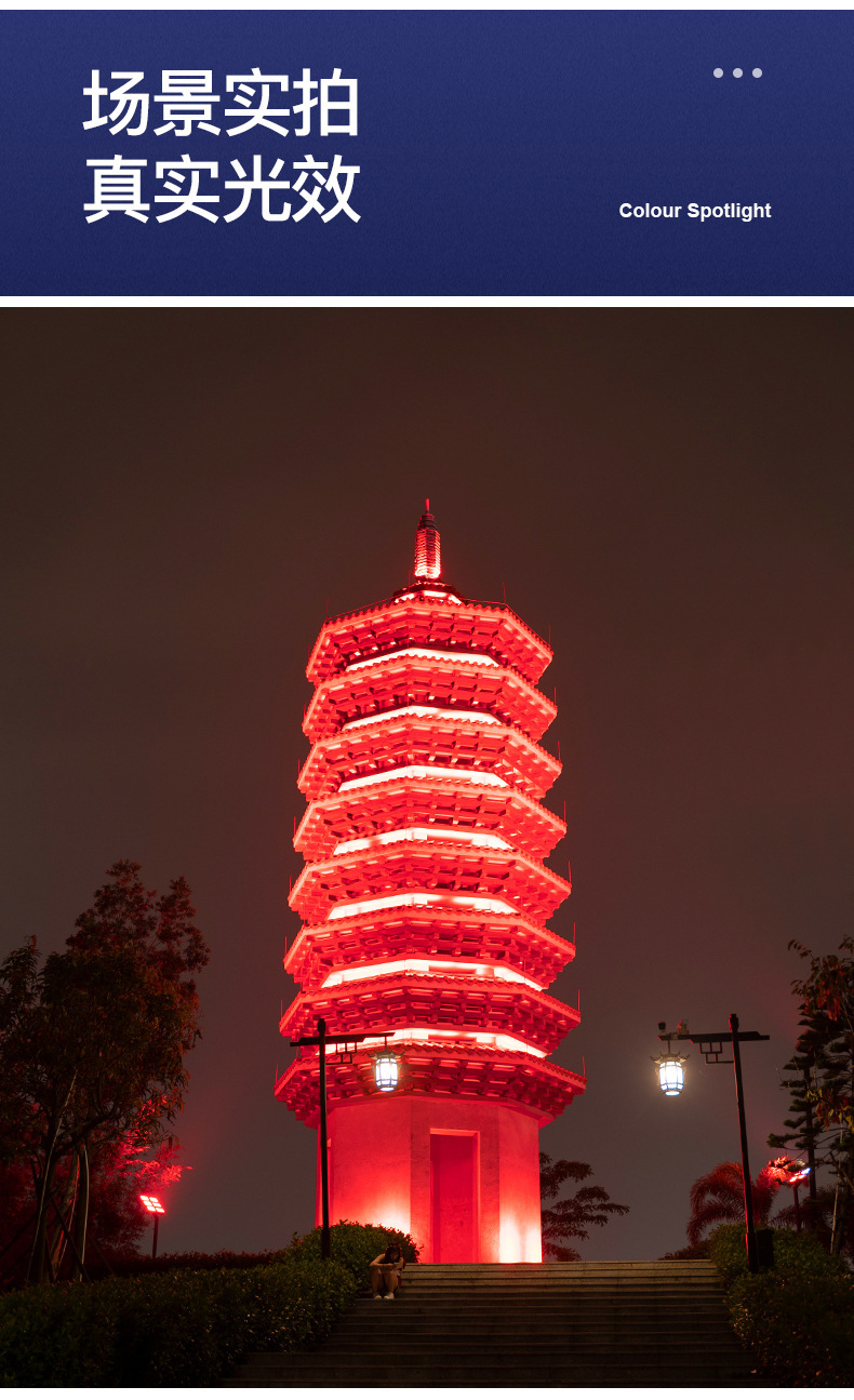 10w30wrgb投光灯照树灯庭院景观亮化七彩射灯防水草坪灯led泛光灯