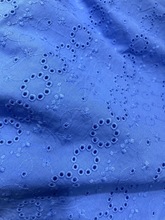克莱因蓝流行色棉布打孔活性染色水溶刺绣网纱刺绣绣花面料