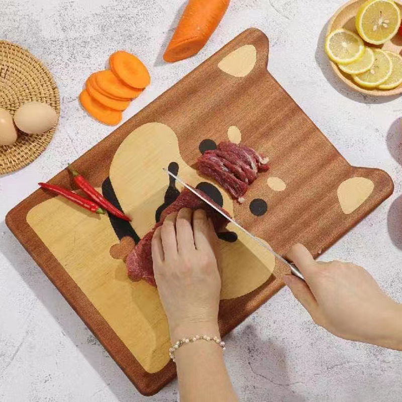 Creative Cute Puppy Pattern Chopping Board Kitchen Chopping Board Wooden Rolling Chopping Board Household Vegetable Fruit Tray