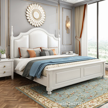 美式实木床.米轻奢床双床现代简约.米白色公主床主卧婚床