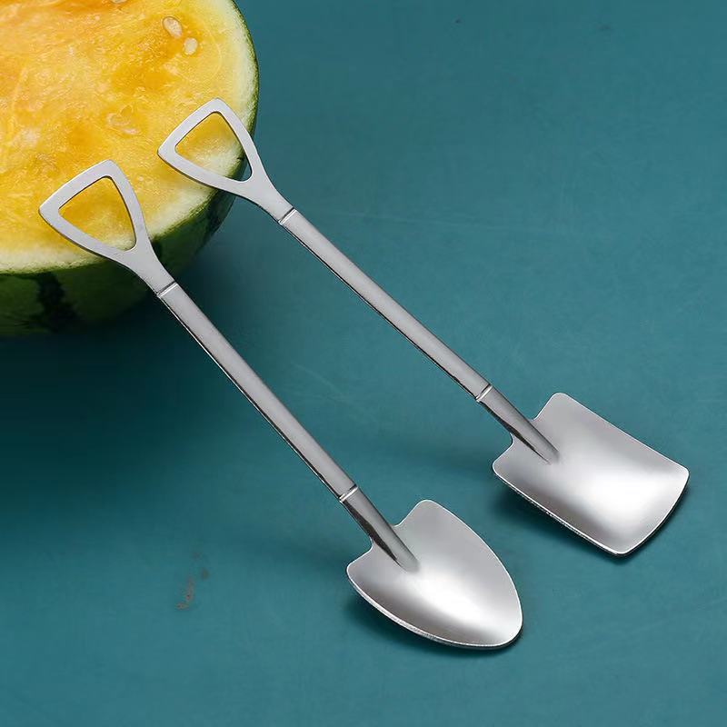 不锈钢铁锹勺子创意咖啡勺冰淇淋甜品雪糕勺水果铲吃西瓜2元百货