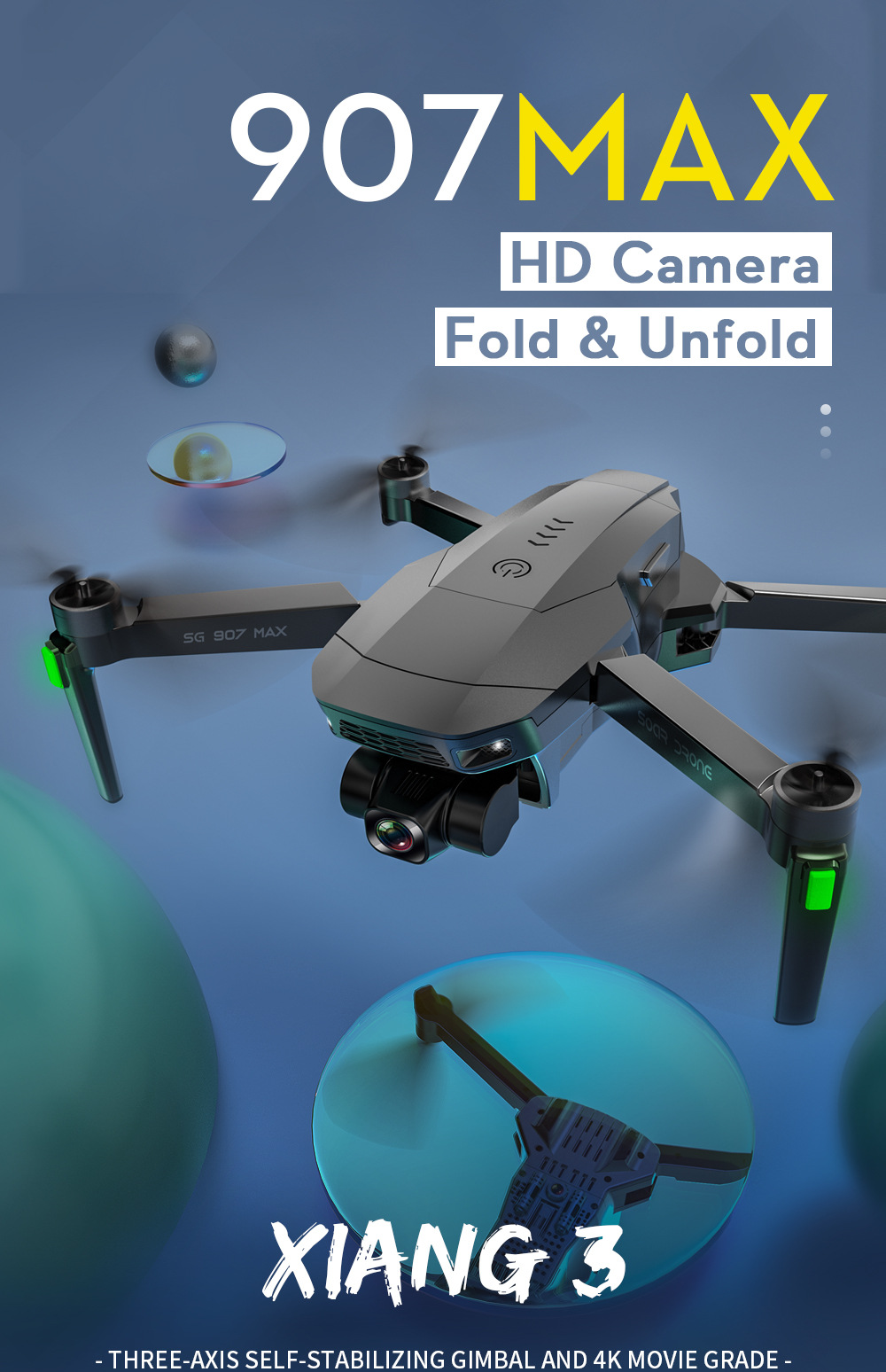 翔3 sg907 max三轴云台无人机gps 4k高清双摄像头航拍遥控飞机