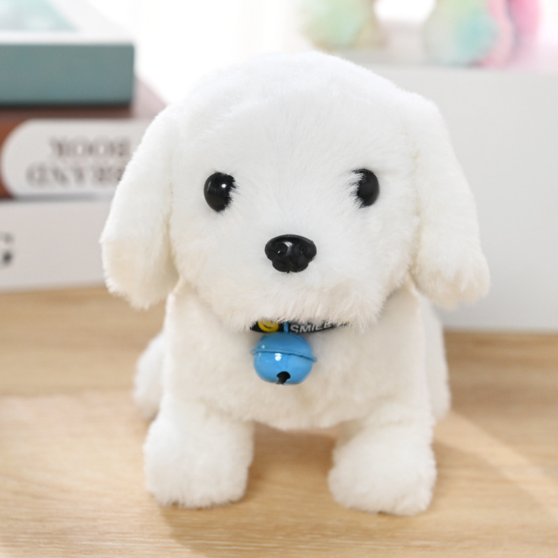 Cross-Border Plush Electric the Toy Dog Simulation Electronic Pet Dog Doll Walking Tail with Bell Children the Toy Dog