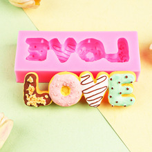 LOVE字母甜甜圈饼干造型装饰烘焙巧克力手工布丁食玩捏捏乐硅胶模