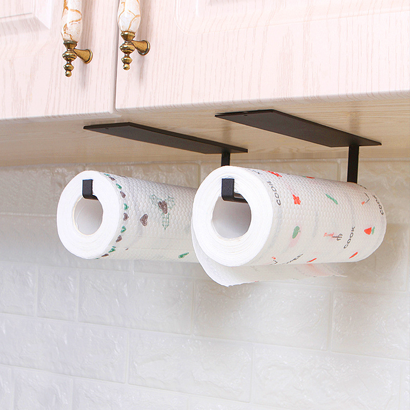 厨房纸巾架免打孔橱柜卷纸架置物架厨壁挂纸巾保鲜膜抹布收纳挂架