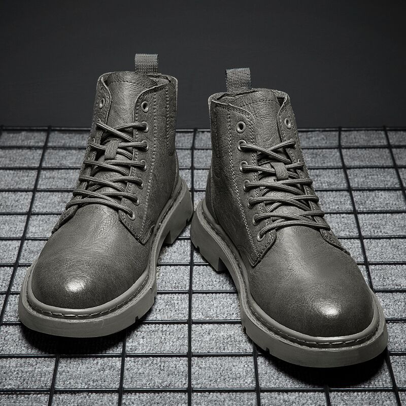 男士马丁靴男款高帮英伦风2022年新款男鞋春季鞋子皮鞋中帮皮靴子