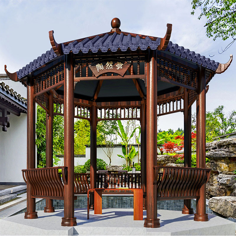 户外铝合金凉亭室外庭院花园中式古建仿古四角六角亭子园林景观亭