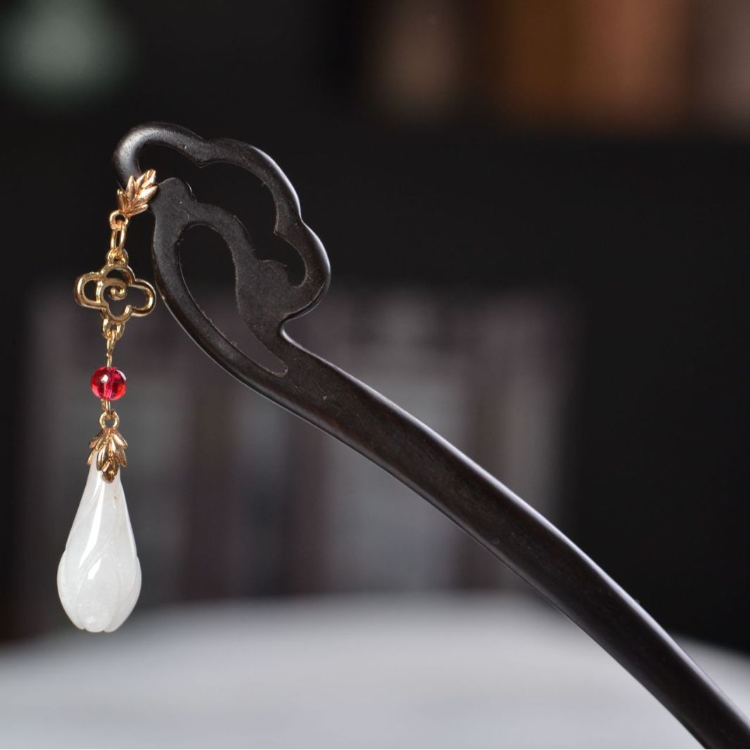 古风木质发簪女黑色檀木感簪子新中式简约现代日常发钗子头饰