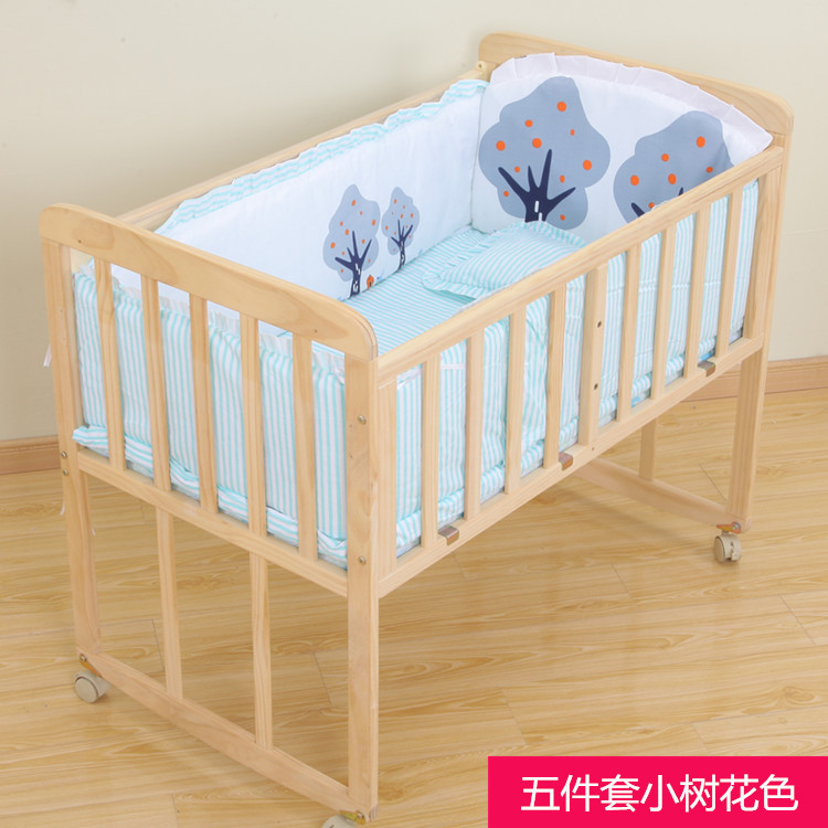 Baby Bed Cover Cotton Crib Five-Piece Set Bedding Cotton Children's Bed Baby Bedding Removable and Washable