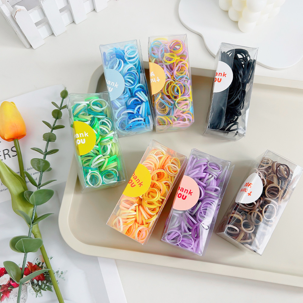 Colorful Boxed Children's Disposable Rubber Band High Elasticity Does Not Hurt Hair Girls Braid Hair Band Baby Hair Rope Hair Accessories
