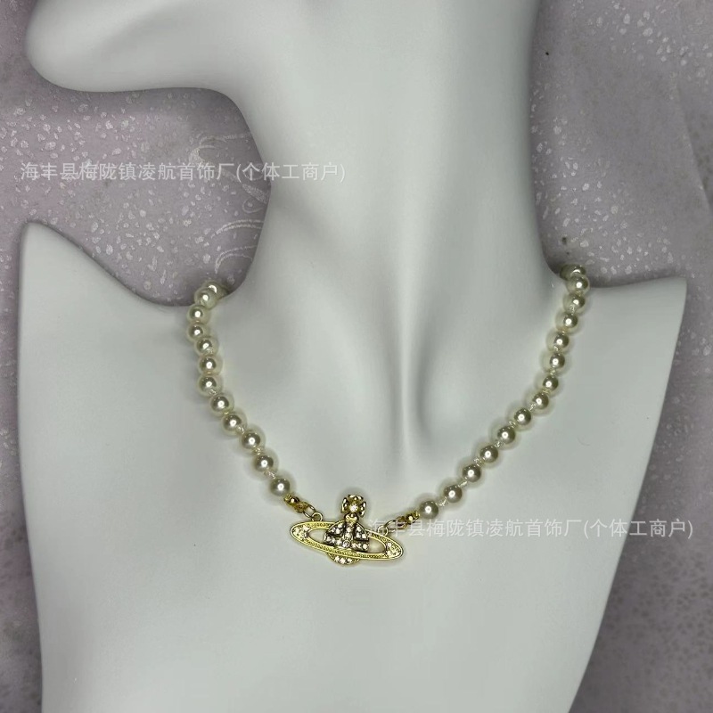 High Version Weiwei'an Xiempress Saturn Pearl Necklace Classic Women's European and American All-Matching Clavicle Chain One Piece Dropshipping