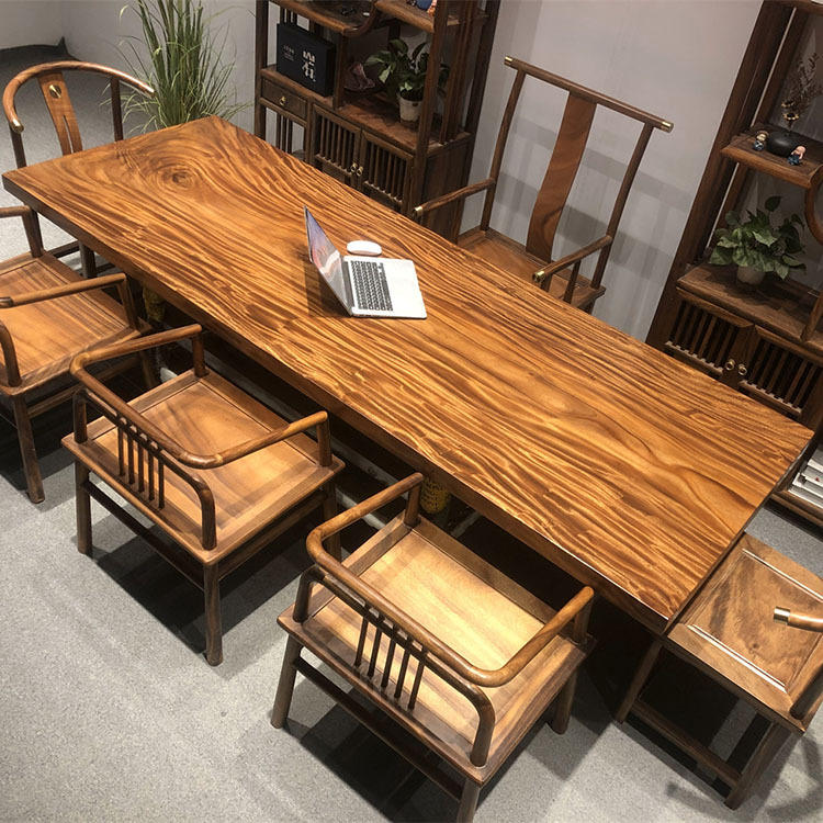 南美胡桃木实木大板茶桌茶台整板原木办公桌会议桌接待桌餐桌吧台