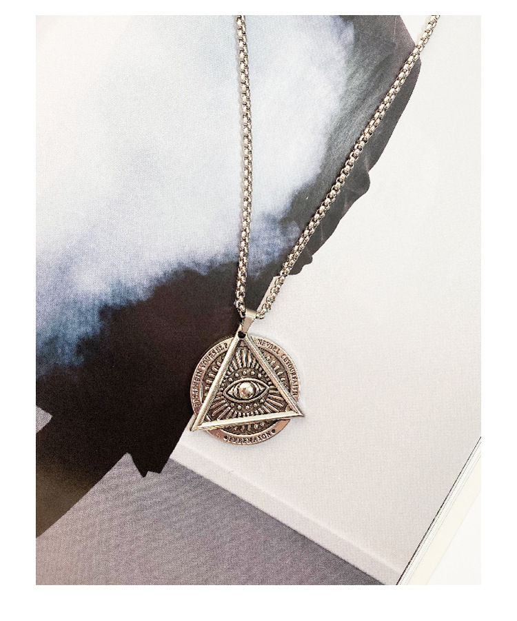 新款全视之眼上帝之眼项链街头钛钢个性项链土酷蹦迪欧美毛衣链