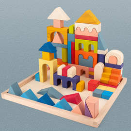 早教儿童木制彩虹积木大城堡金字塔小可爱一千零一夜拼搭益智玩具